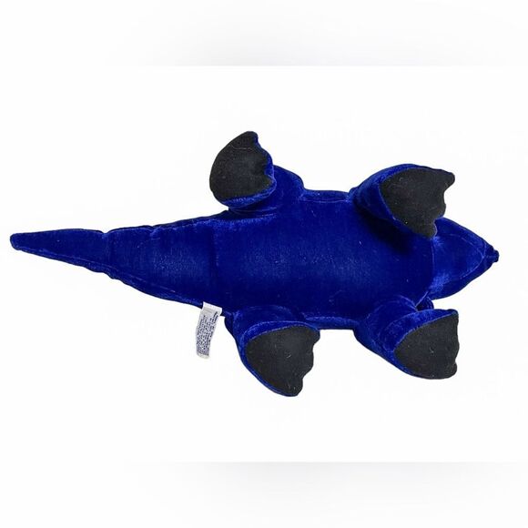 Vtg 90s BJ Toys Blue Dinosaur Stuffed Animal Plush Triceratops Cobalt Velour 15” - Picture 3 of 8